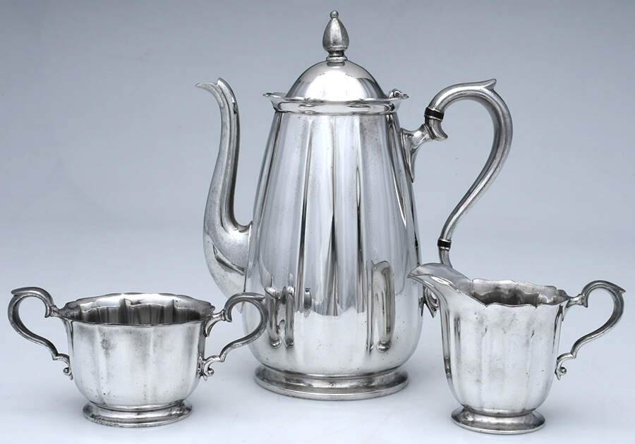 138 (Pewter, Hollowware) 3 PC Coffee Set (CP, CR, SUO) by Homan-1