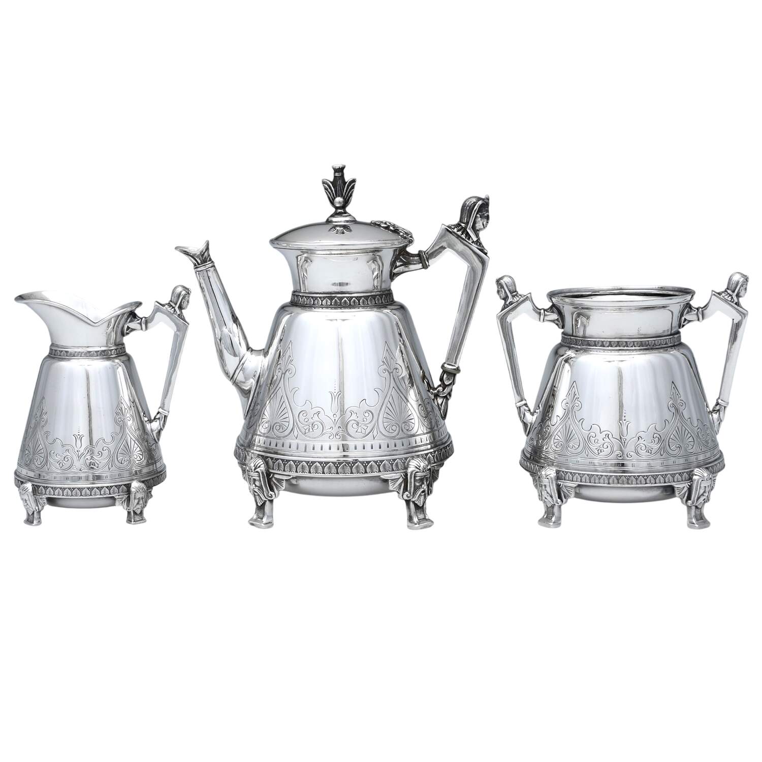 1875 (Silverplate, Hollowware) 3 Pc Coffee Set (PCP, PCR & PSUO) by Hall & Elton-1