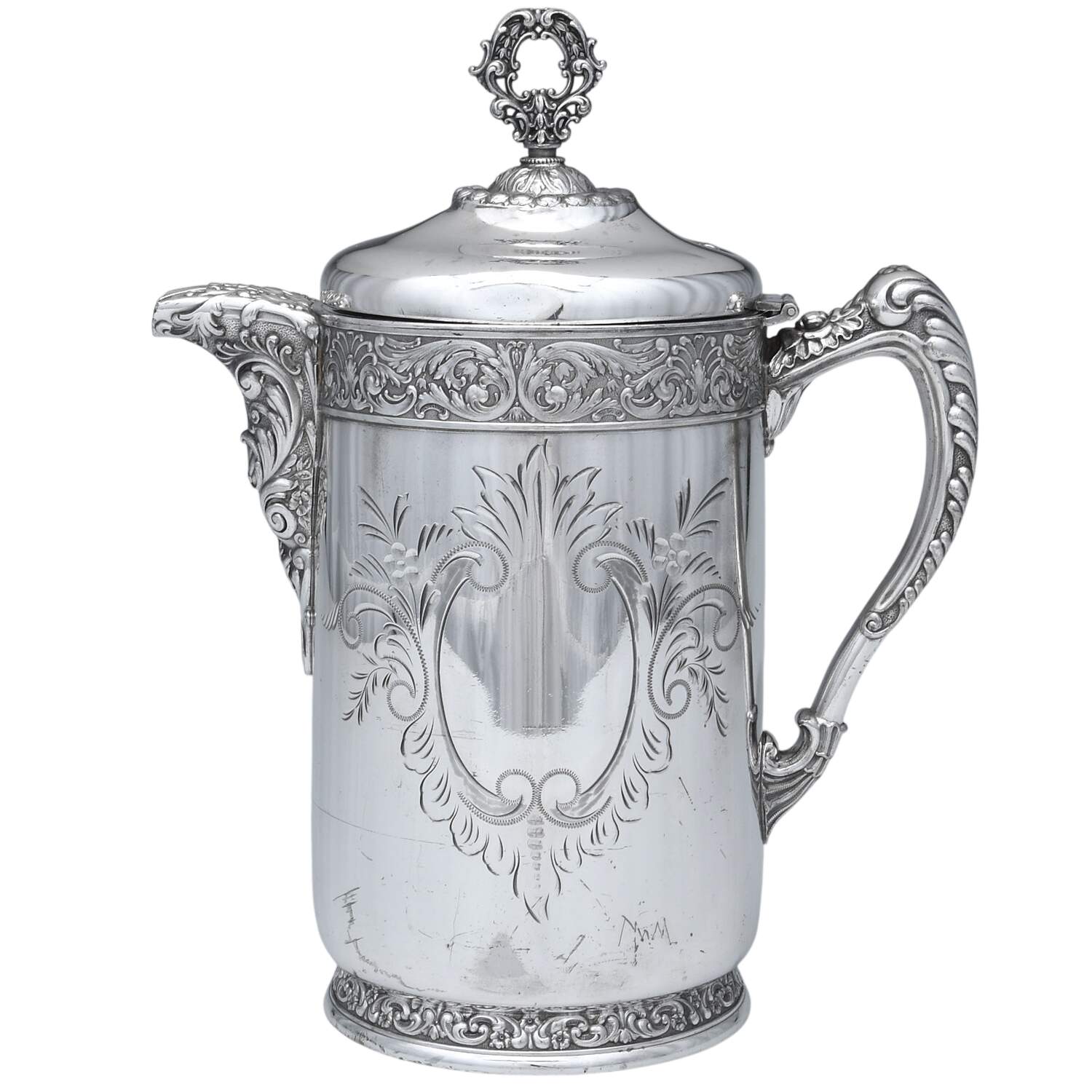 370 (Silverplate, Hollowware) Ice Water Pitcher W/Enamel Liner by Homan-1
