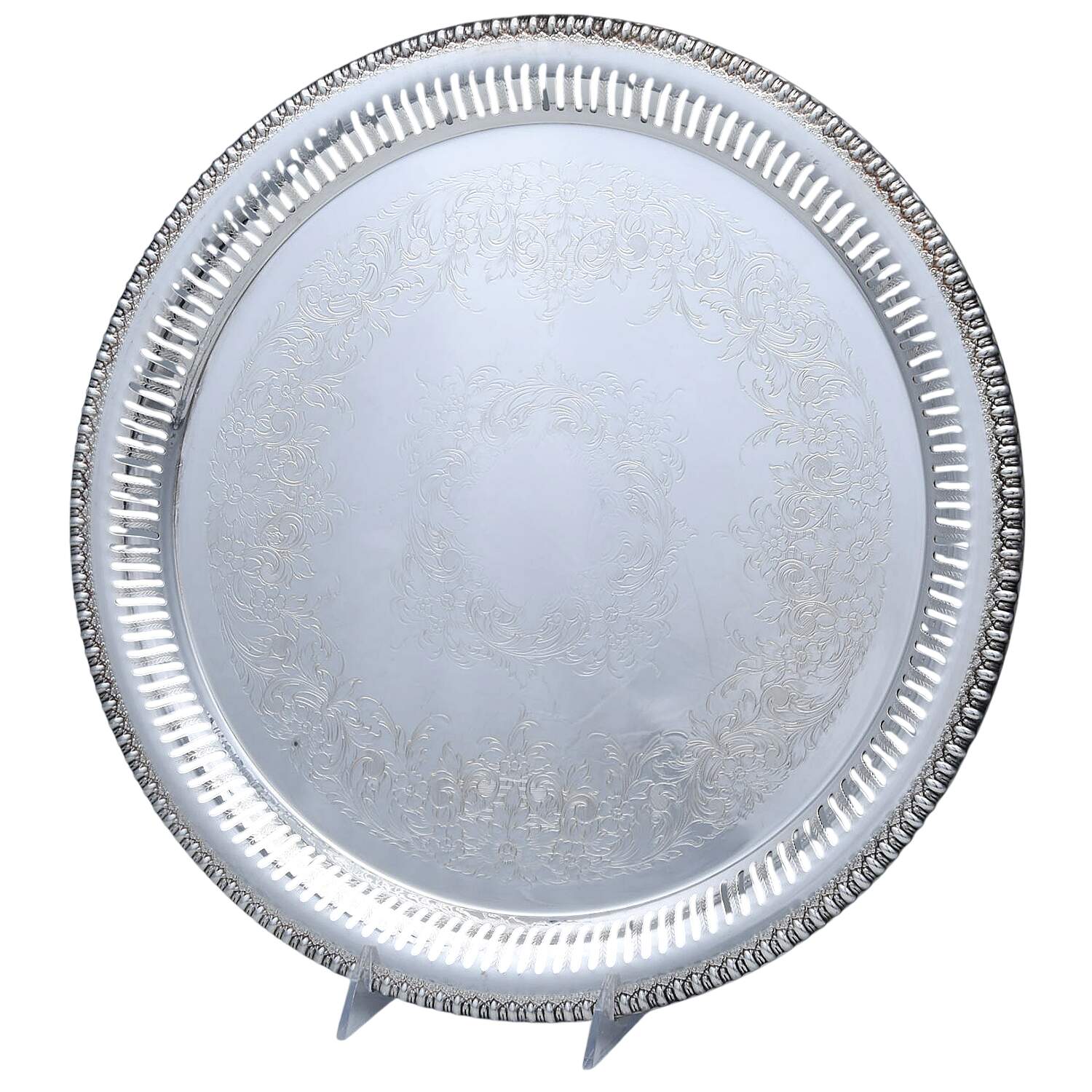 Brandon Hall (Silverplate, Hollowware) 14" Gallery Tray by International Silver-1