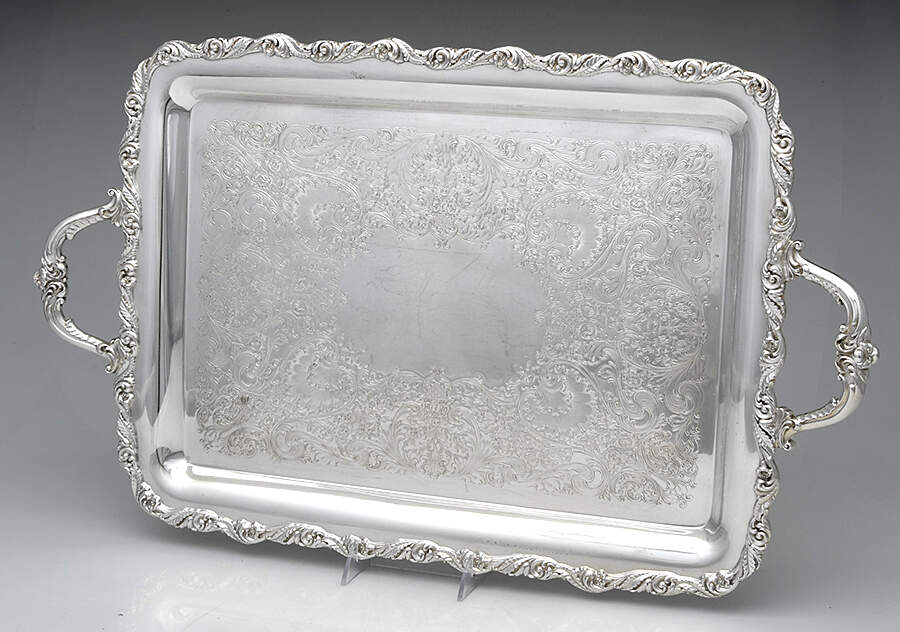 Saybrook Manor (Silverplate, Hollowware) Large Silverplate Waiter Tray by International Silver-1