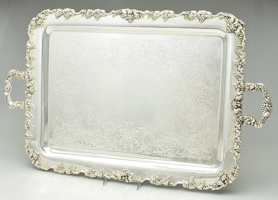 Vintage-Plain (Silverplate, Hollowware) Large Footed Waiter Tray by International Silver-1