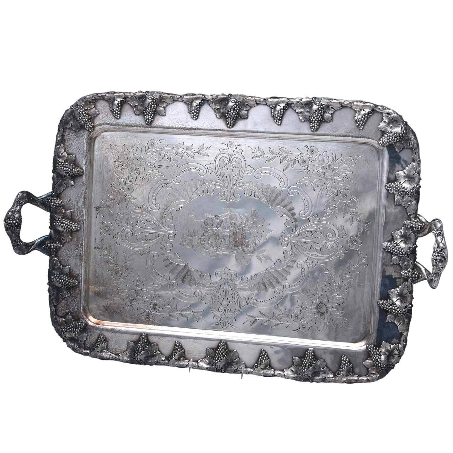 Vintage-Plain (Silverplate, Hollowware) Large Footed Waiter Tray by International Silver-1