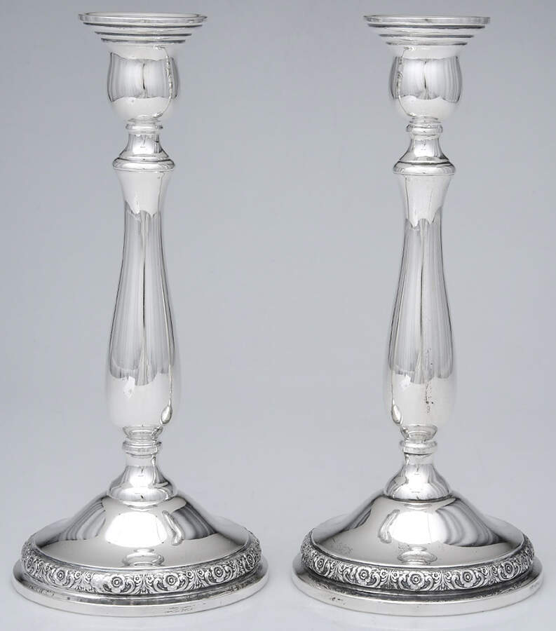 Prelude-Plain (Sterling Hollowware) Pair of 10" Weighted Candlesticks by International Silver-1
