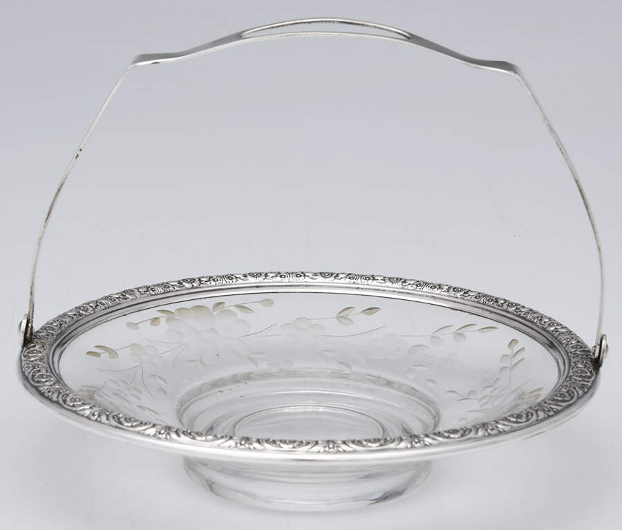 Prelude-Plain (Sterling Hollowware) Crystal Bon Bon with Sterling Rim & Handle by International Silver-1