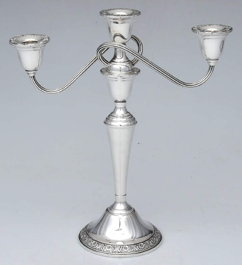 Prelude-Plain (Sterling Hollowware) Weighted 3 Light Candelabra by International Silver-1