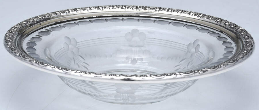 Prelude-Plain (Sterling Hollowware) Crystal and Sterling Bon Bon Bowl by International Silver-1
