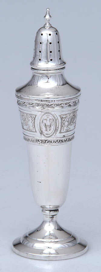 Wedgwood (Sterling, Hollowware, Geometric Base) Salt Shaker by International Silver-1