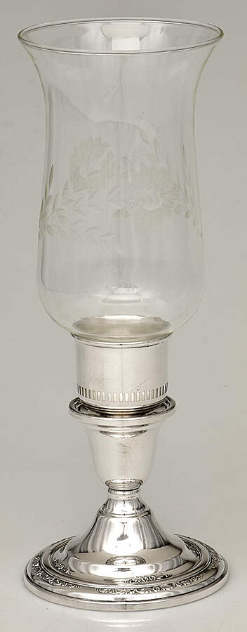 Courtship (Sterling, 1936, Hollowware) Weighted Hurricane Lamp & Globe by International Silver-1