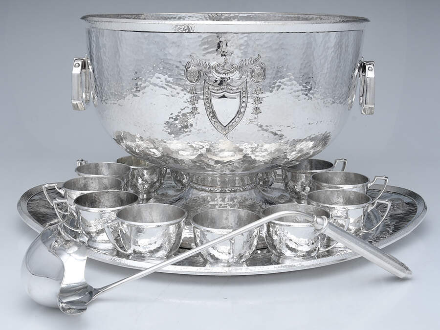 Heraldic (Silverplate, Hollowware) Punch Set (Bowl,  12 Cups, Tray and Ladle) by International Silver-1