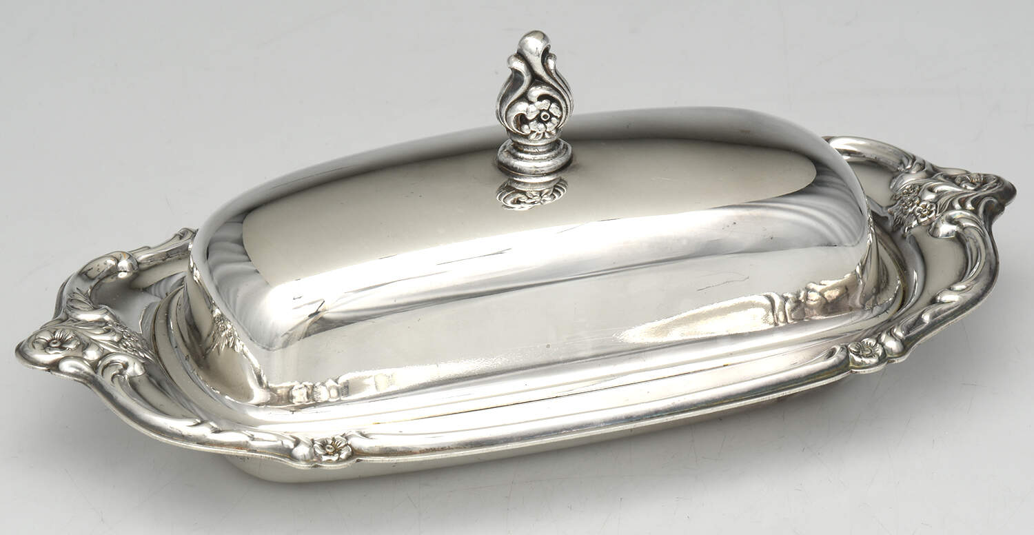 Orleans (Silverplate, Hollowware) 1/4 Pound Covered Butter & Liner by International Silver-1