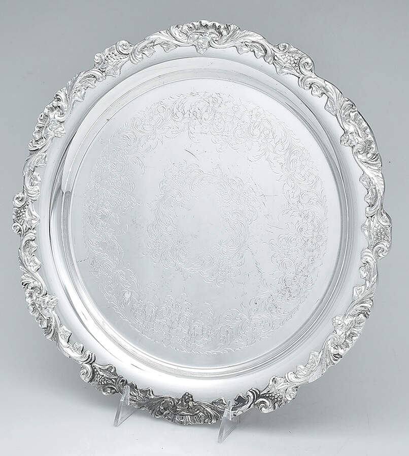 English Scroll (Silverplate, Hollowware) 13" Round Tray by International Silver-1