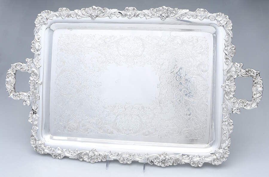 English Scroll (Silverplate, Hollowware) Large Footed Waiter Tray by International Silver-1