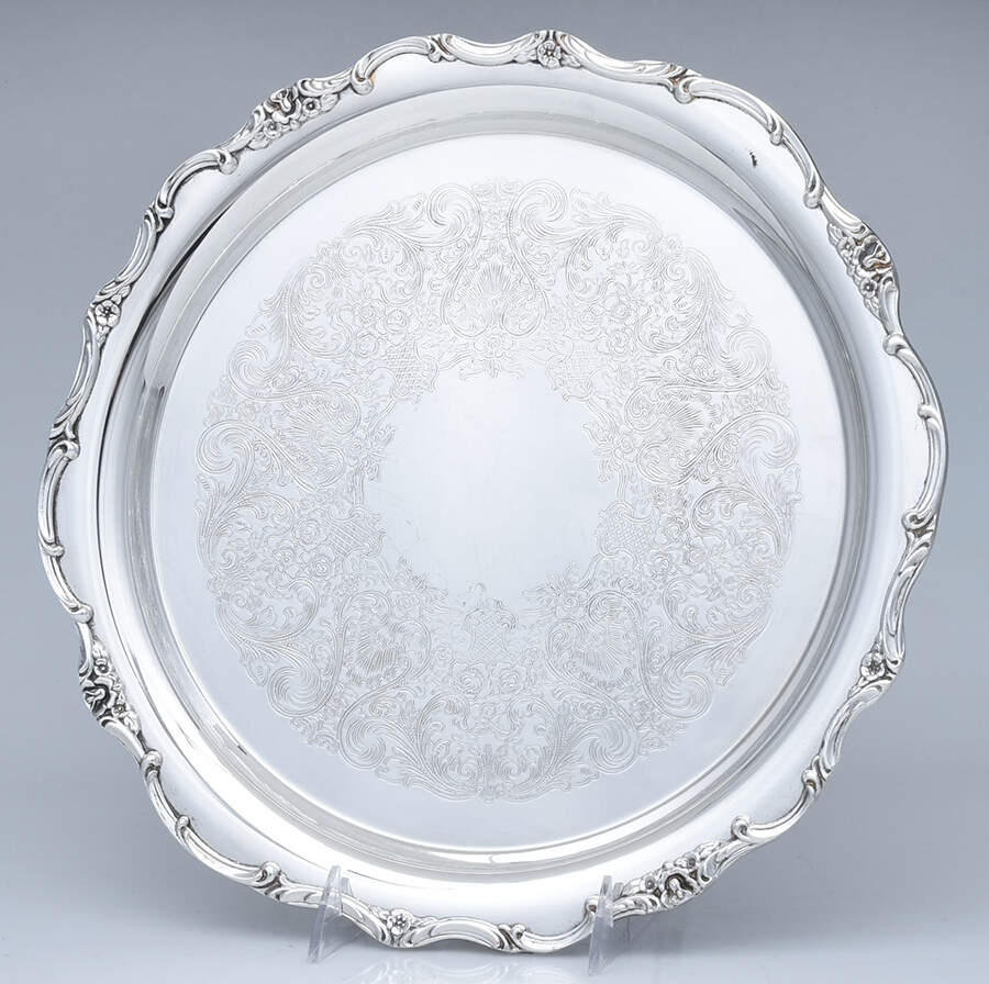 Wellington (Silverplate, Hollowware, Floral&Scroll) 12" Round Tray by International Silver-1