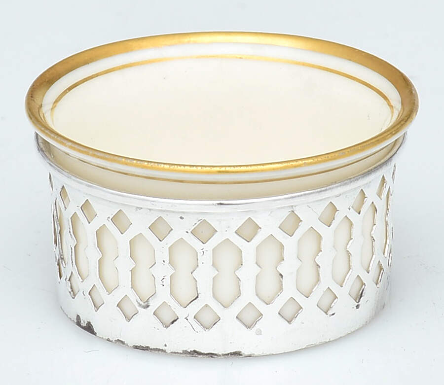 68 (Sterling, Hollowware) Individual Open Salt with Lenox Liner by International Silver-1