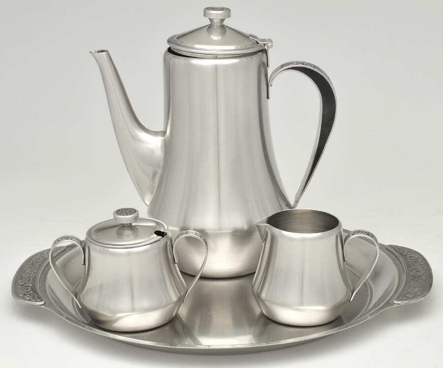 INS679 (Stainless, Hollowware) 4 Piece Coffee Set (CP, CR, SU, HRT) by International Silver-1