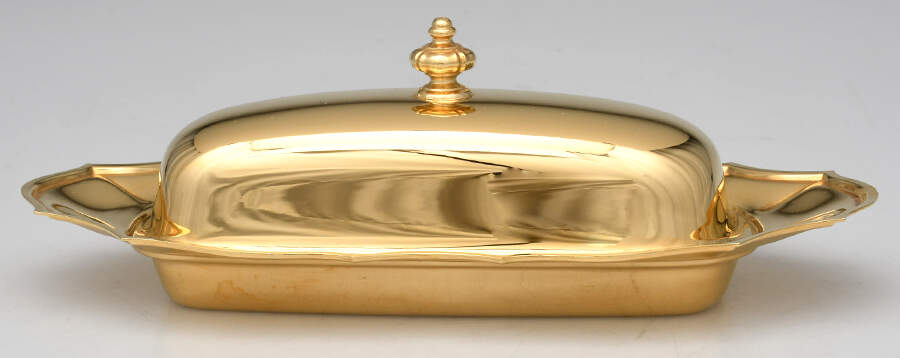 Chippendale (Gold Electroplate, Hollowware) 1/4 Pound Covered Butter Dish by International Silver-1