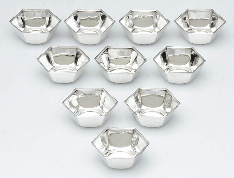 73 (Sterling, Hollowware) Individual Open Salts - Set of 10 by International Silver-1
