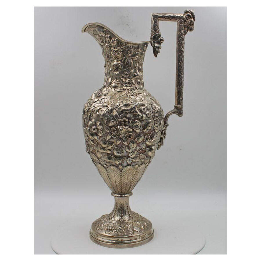 Repousse (Sterling, Hollowware) Footed Ewer/Pitcher by Jenkins & Jenkins-1