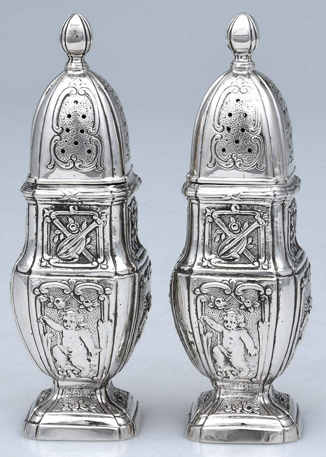 JKZ1 (Sterling, Hollowware) Salt and Pepper Set by Johann S. Kurtz & Co.-1