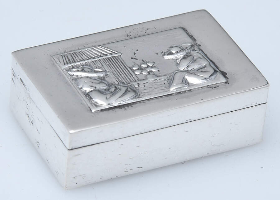 Sterling Hollowware 1" Rectangular Pill Box with Hinged Lid by Jose Anton-1