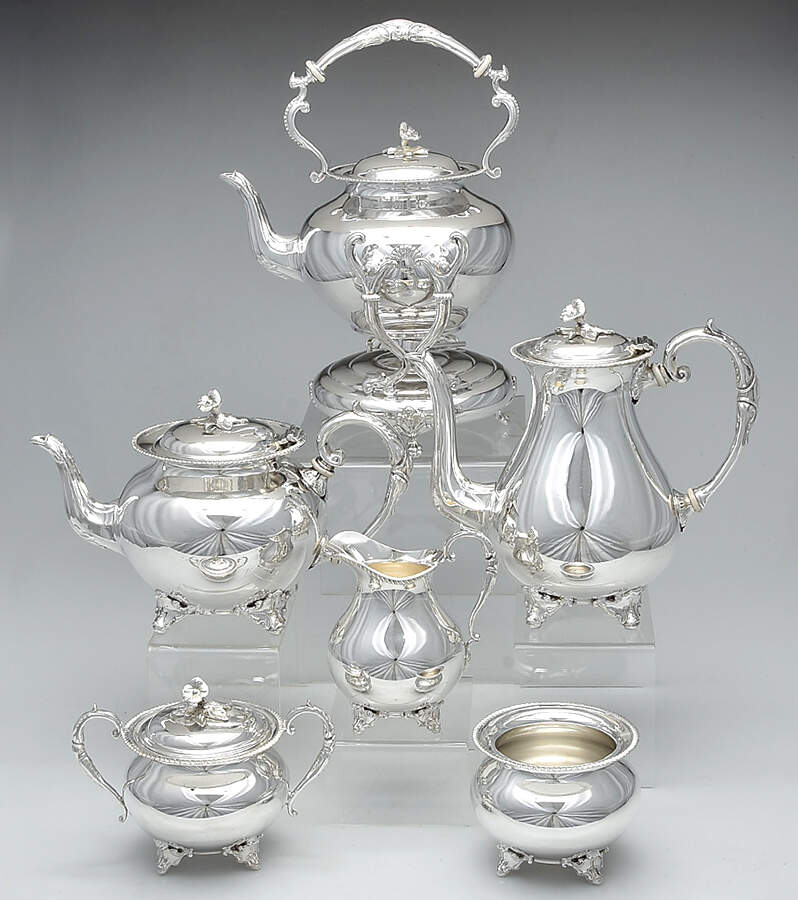 P785 (Silverplate, Hollowware 6-Piece Plated Tea Set (Waste & Kettle) by John Turton-1