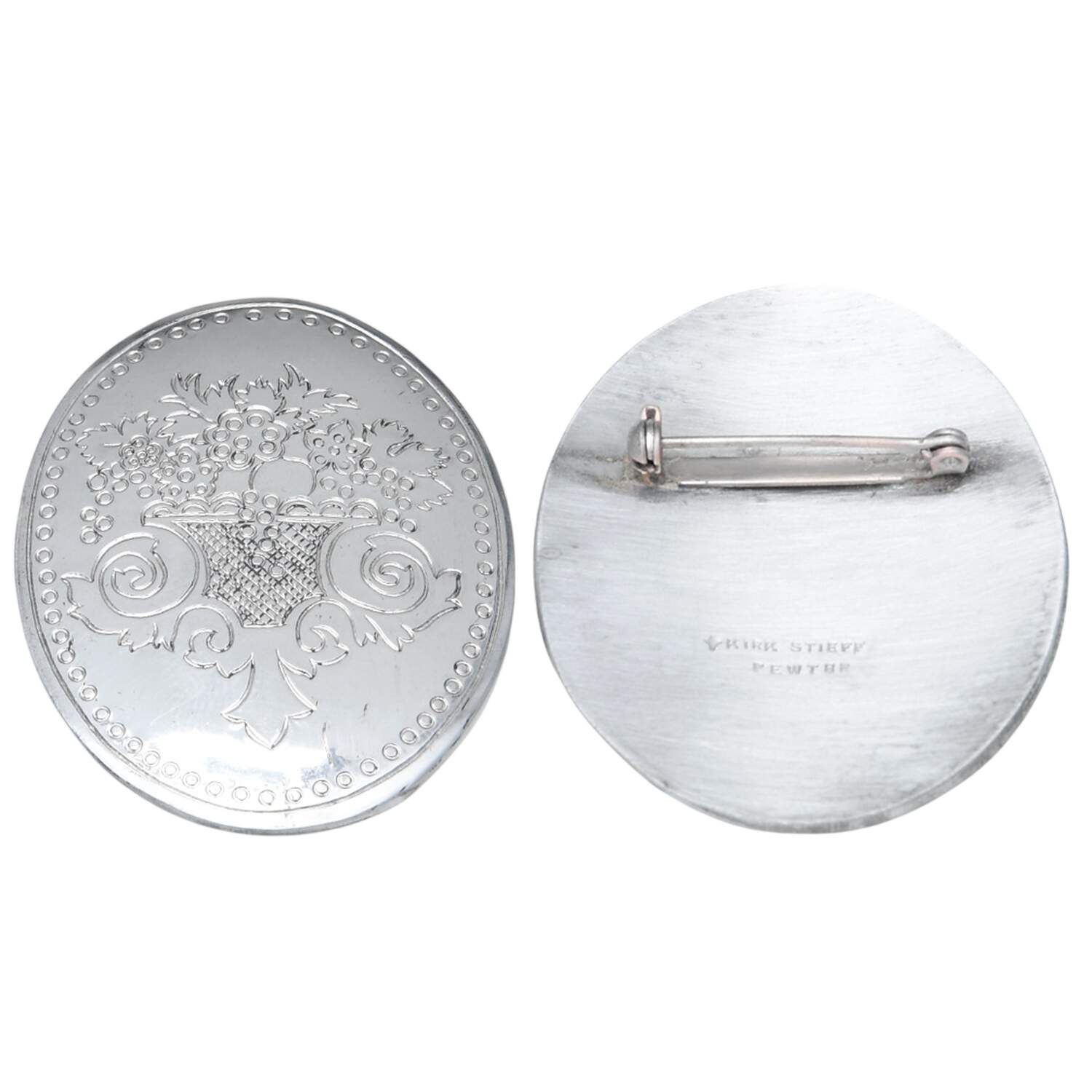 Pewter Hollowware Brooch by Kirk Stieff-1