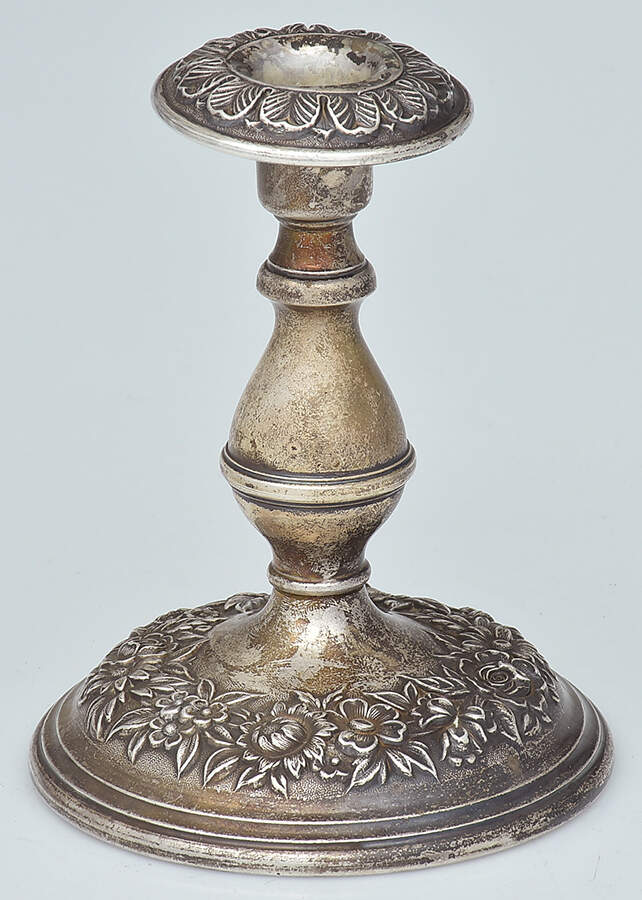 Repousse-Full Chased-Hand Chased Weighted Candleholder by Kirk Stieff-1