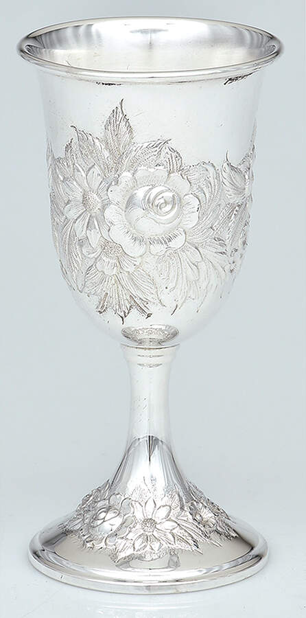 Repousse-Full Chased-Hand Chased Sterling Wine Goblet by Kirk Stieff-1