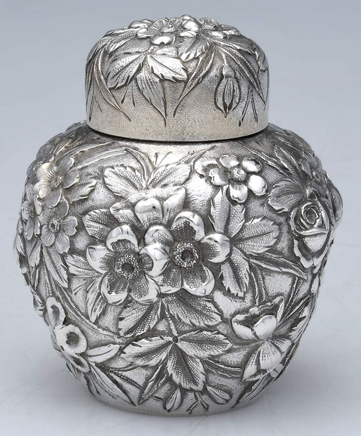 Repousse-Full Chased-Hand Chased Tea Caddy & Lid by Kirk Stieff-1