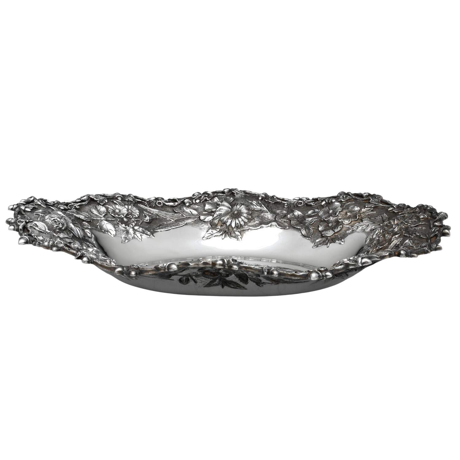 Repousse-Full Chased-Hand Chased 11" Oval Vegetable Bowl by Kirk Stieff-1