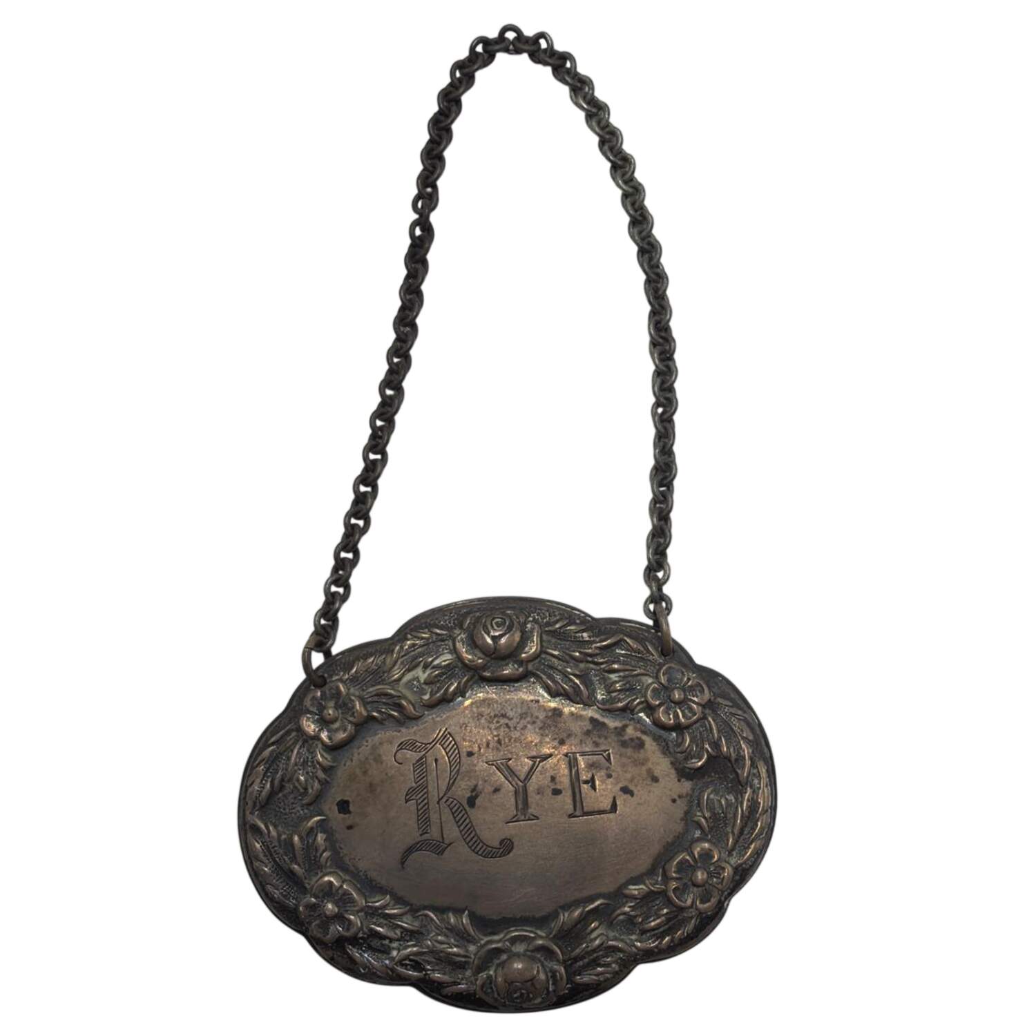 Repousse-Full Chased-Hand Chased Decanter Label by Kirk Stieff-1
