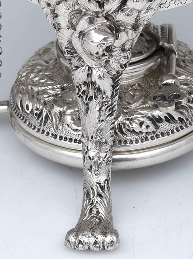 Repousse (Coin, Hollowware, No Landscape) Kettle, Stand & Burner by Kirk Stieff-2
