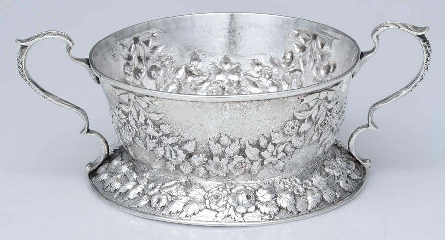 Repousse (Coin, Hollowware, No Landscape) 2-Handled Butter Tub by Kirk Stieff-1