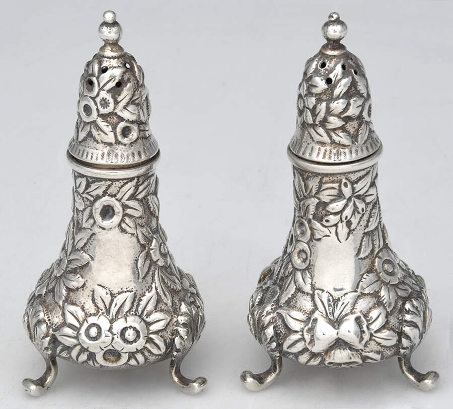 Repousse (Coin, Hollowware, No Landscape) Salt & Pepper Set by Kirk Stieff-1