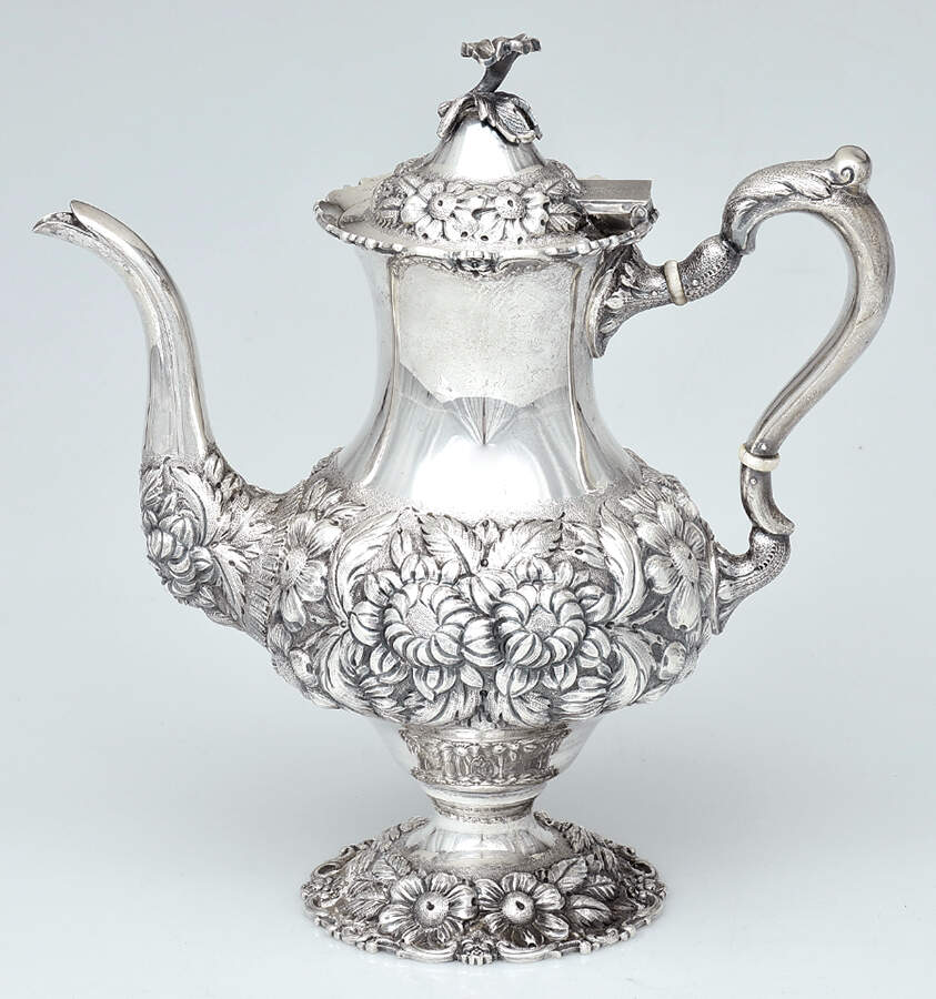 Stieff Rose (Sterling, 1892, Hollowware) Coffee Pot by Kirk Stieff-1