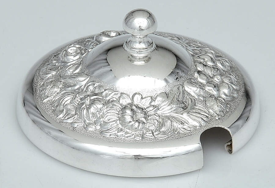 Stieff Rose (Sterling, 1892, Hollowware) Silver Lid for Crystal Jam Jar by Kirk Stieff-1