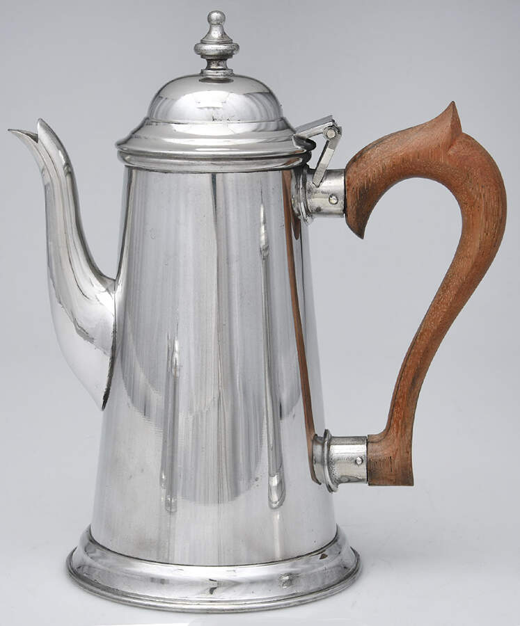 Colonial (Pewter, Hollowware) Brown Handle Coffee Pot by Kirk Stieff-1