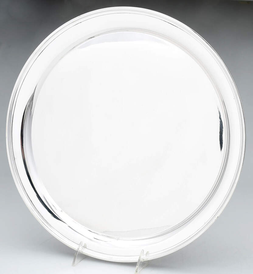 0100 (Sterling, Hollowware) 14" Round Tray by Kirk Stieff-1