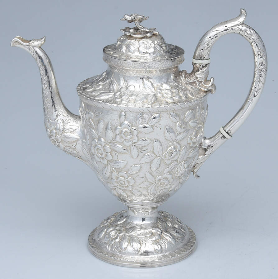 Repousse (Coin, Hollowware, Wild Roses) Coffee Pot by Kirk Stieff-1