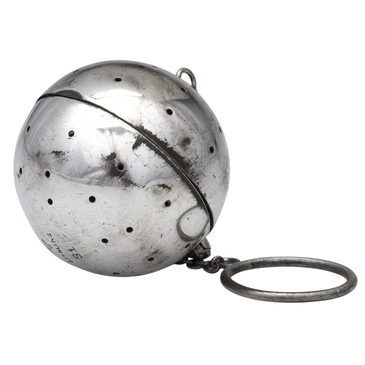 Sterling Hollowware Tea Ball with Chain by Lunt Silver-1