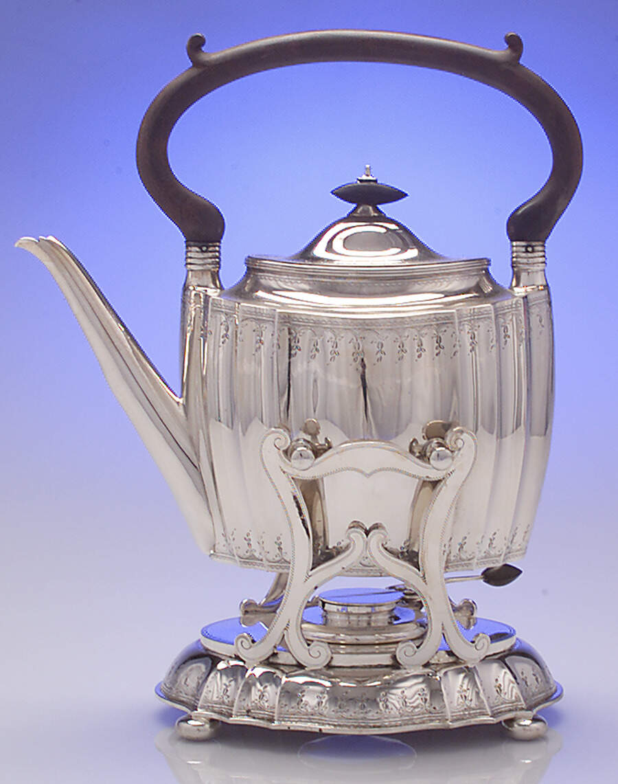 01090 (Sterling, Hollowware) Kettle, Stand & Burner by Lebkuecher & Co-1
