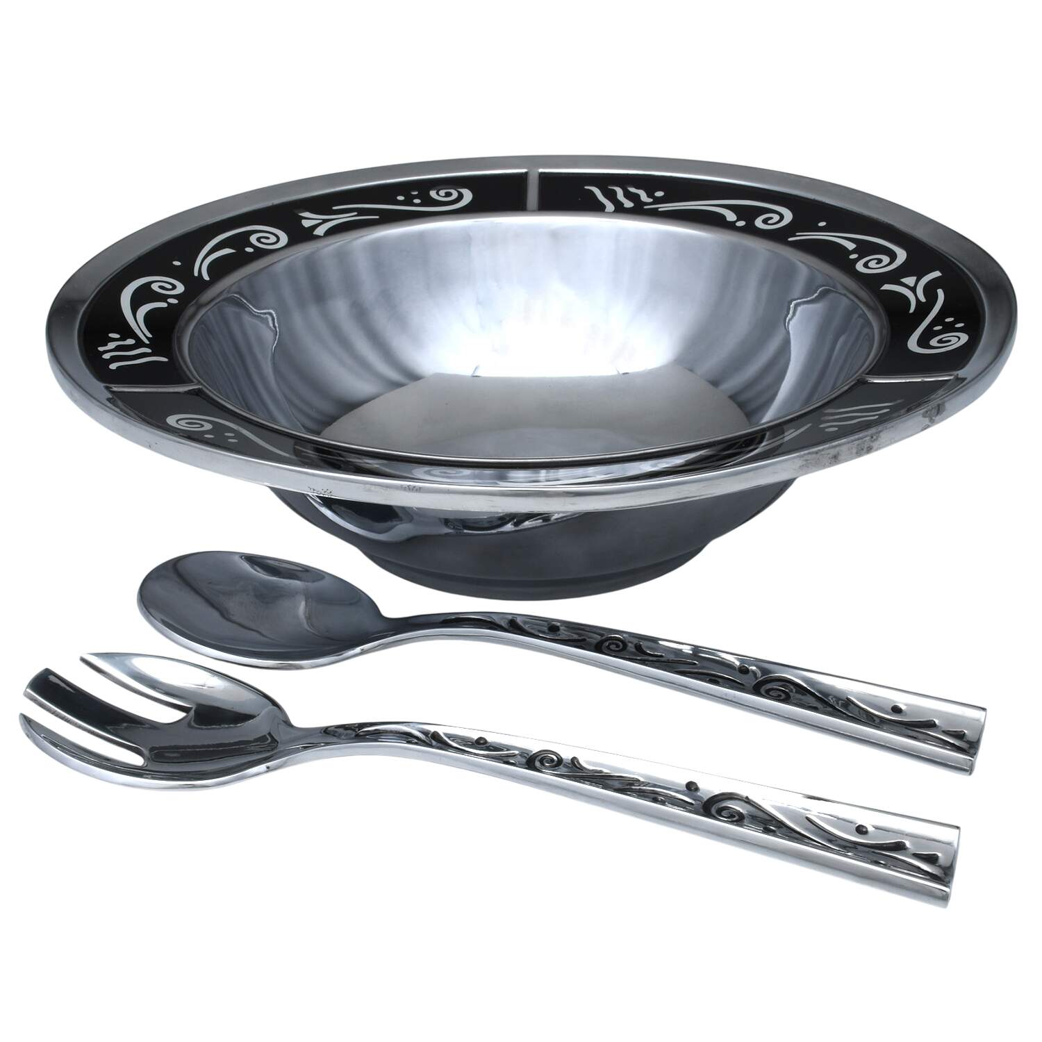 Spyro Black (Hollowware, Metalware) (3 Pc) Salad Serving Set (SB14 & SLD2S) by Lenox-1