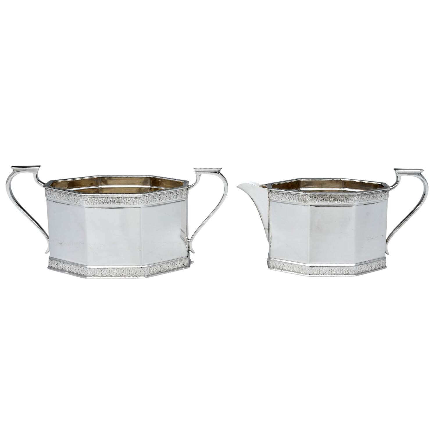 Sterling Hollowware Creamer & Open Sugar Set by Mappin & Webb-1