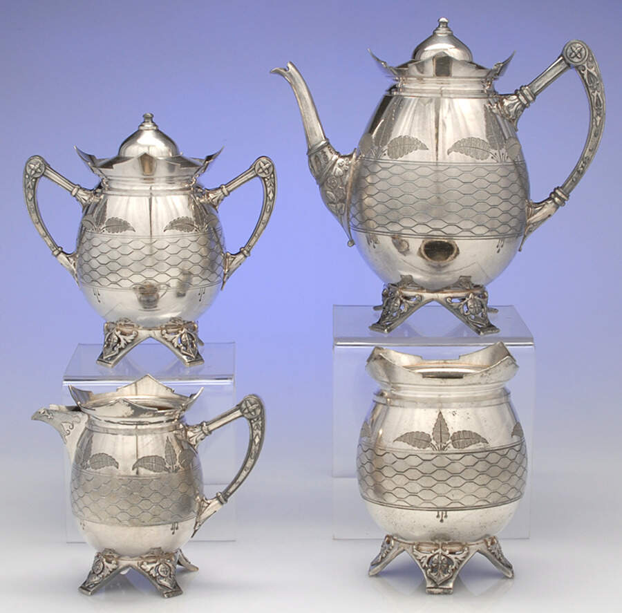 1912 (Silverplate, Hollowware) 4 Piece Coffee Set (PCP, PSU, PCR, PWB) by Meriden Britannia -1