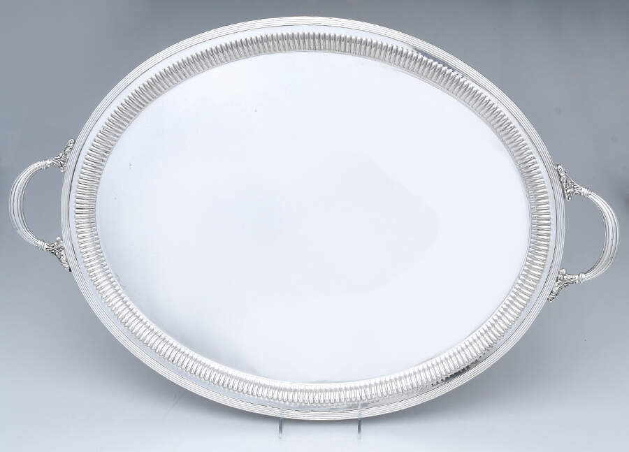 Silverplate Hollowware Footed Silverplate Waiter Tray by Mappin & Webb-1