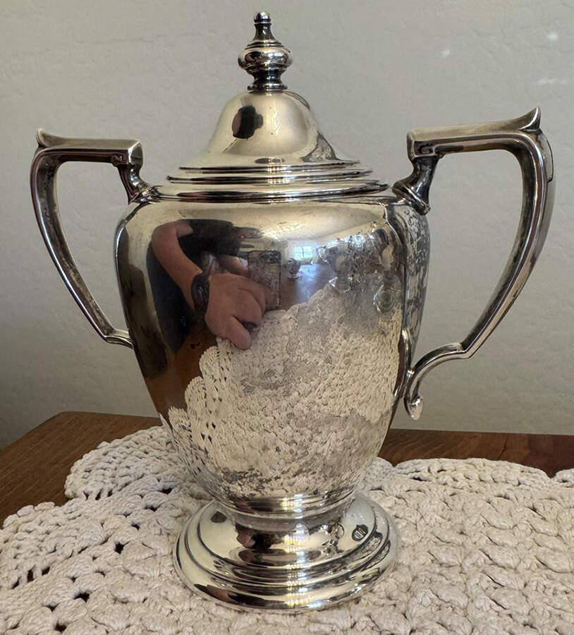 439 (Sterling, Hollowware) Sugar Bowl & Lid by M Fred Hirsch-1