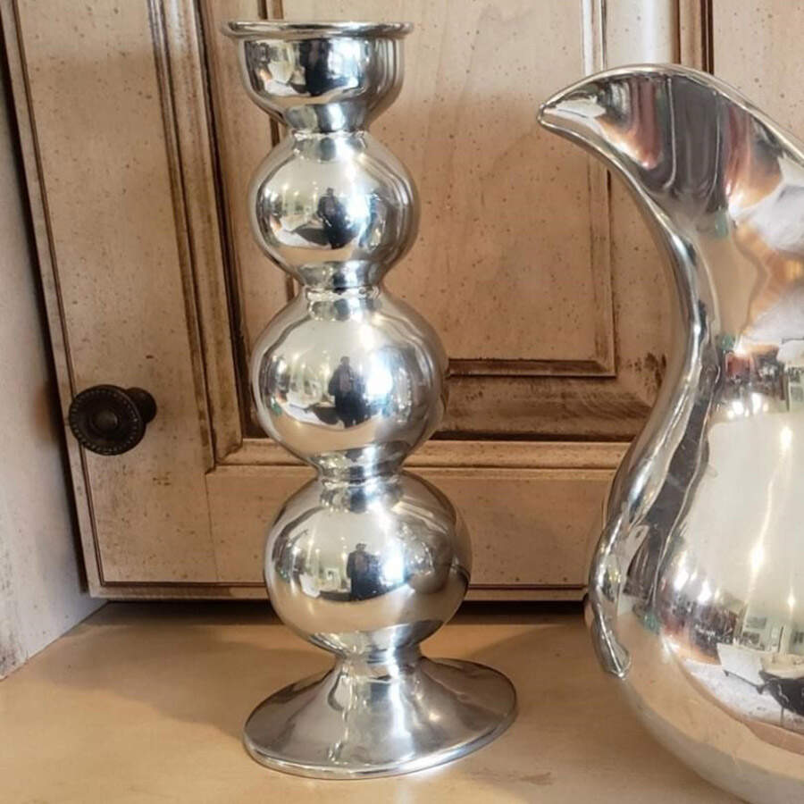 String of Pearls (Aluminum, Hollowware) 9" Candlestick by Mariposa-1