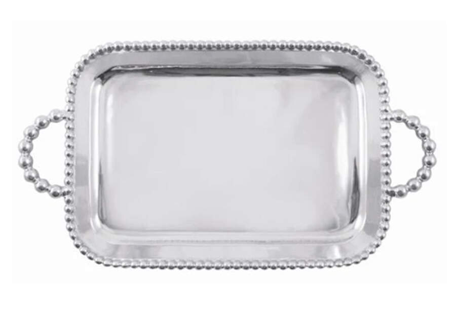 String of Pearls (Aluminum, Hollowware) 21" Rectangular Handled Tray by Mariposa-1