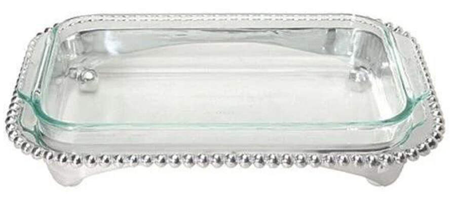 String of Pearls (Aluminum, Hollowware) 14" Rectangular Casserole Holder by Mariposa-1